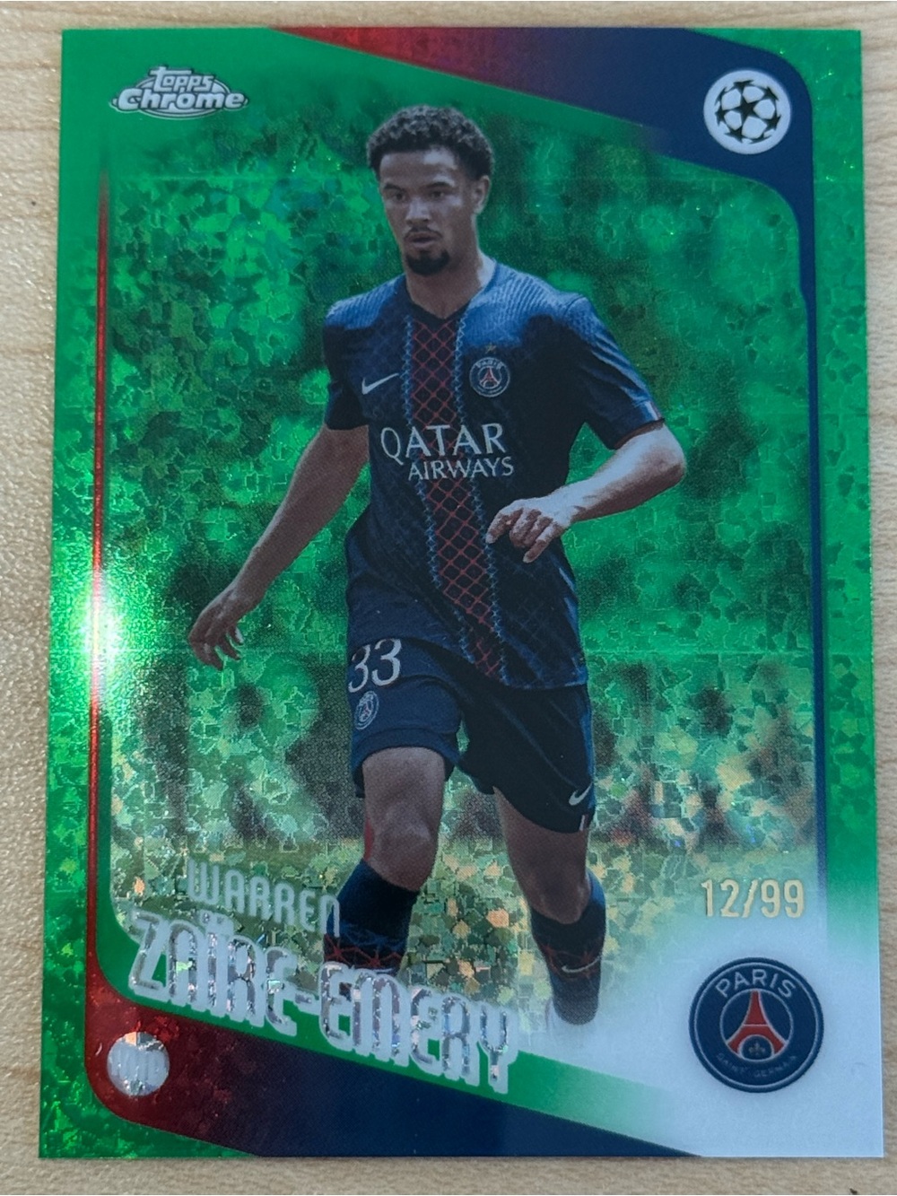 2025-26 Topps Chrome Uefa Club Competitions - Warren Zaire-Emery #170 Green...